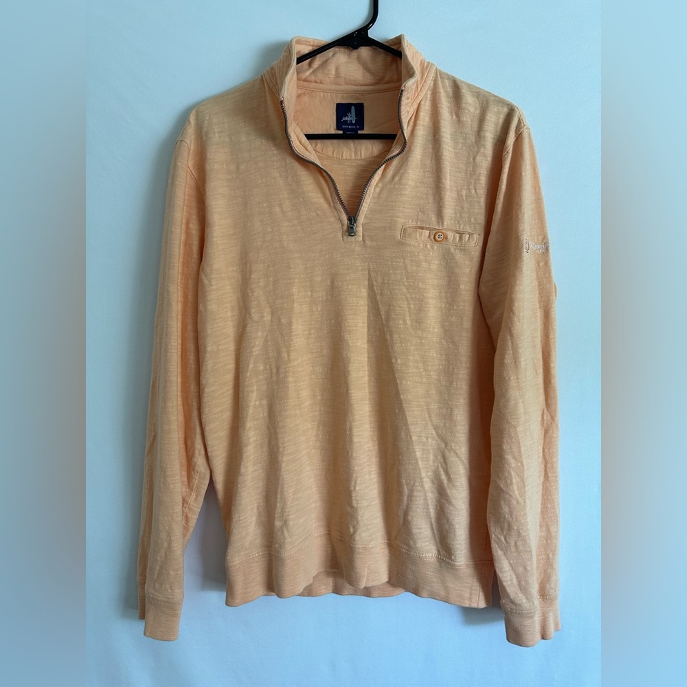 Johnnie O Ranch San Lucas Mens S Long Sleeve 1/4 Zip Pocket Pullover Orange